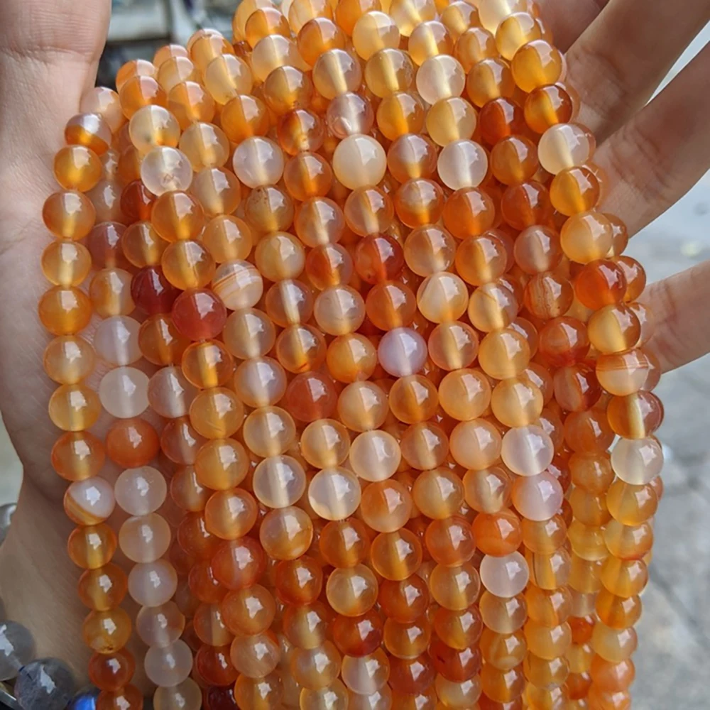 자연 붉은 Carnelian 4mm 6mm 8mm 10mm 마노 부드러운 라운드 스톤 루즈 비즈 쥬얼리 만들기 DIY 팔찌 목걸이 스트랜드