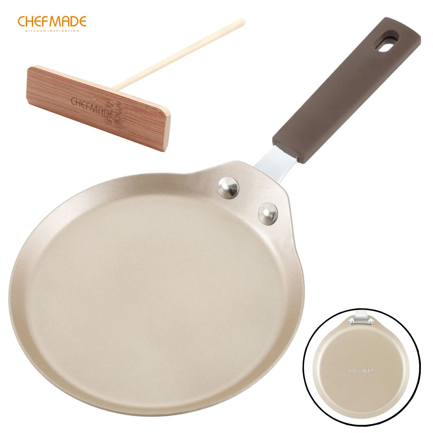 

CHEFMADE 6-Inch Crepe Mold , Non-stick Pancake Pan with Insulating Silicone Handle, FDA for Kitchen Oven Baking