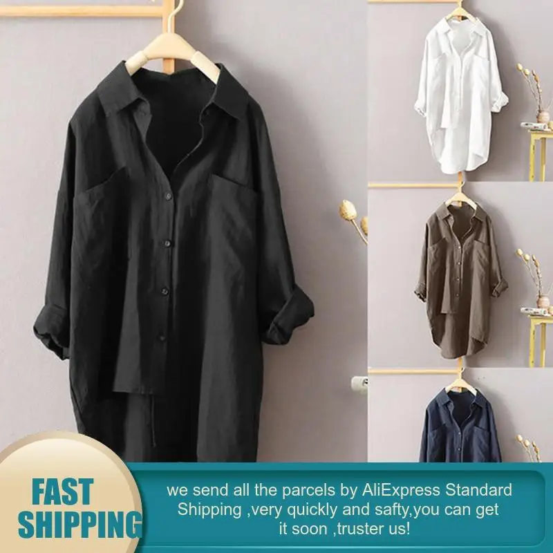 Женская белая рубашка на пуговицах размера плюс женская блузка с длинным рукавом