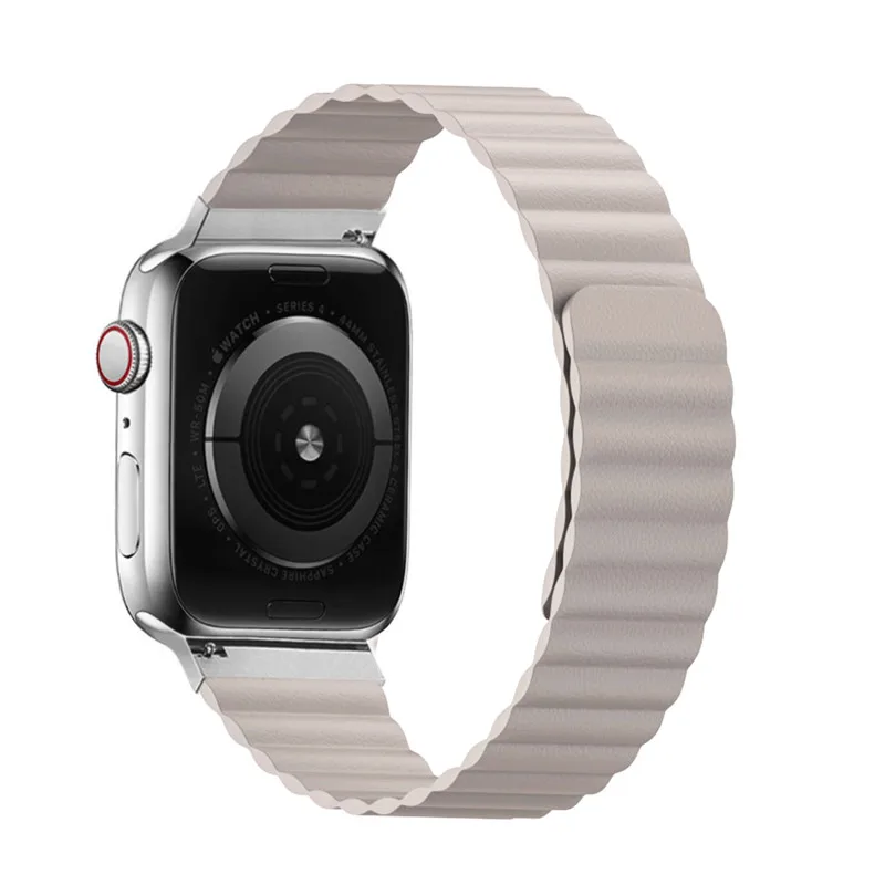 Ремешок с двойной магнитной застежкой для Apple watch 44 мм 40 мм кожаный ремешок iwatch серии 4 5 3 2 42 мм 38 мм Браслет Apple watch 4 5