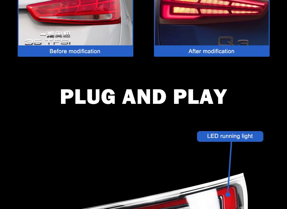 AKD автомобильный Стайлинг задний фонарь чехол для Audi Q3 задний светильник 2013- задний светильник s светодиодный задний светильник светодиодный DRL+ тормоз+ Парк+ сигнал