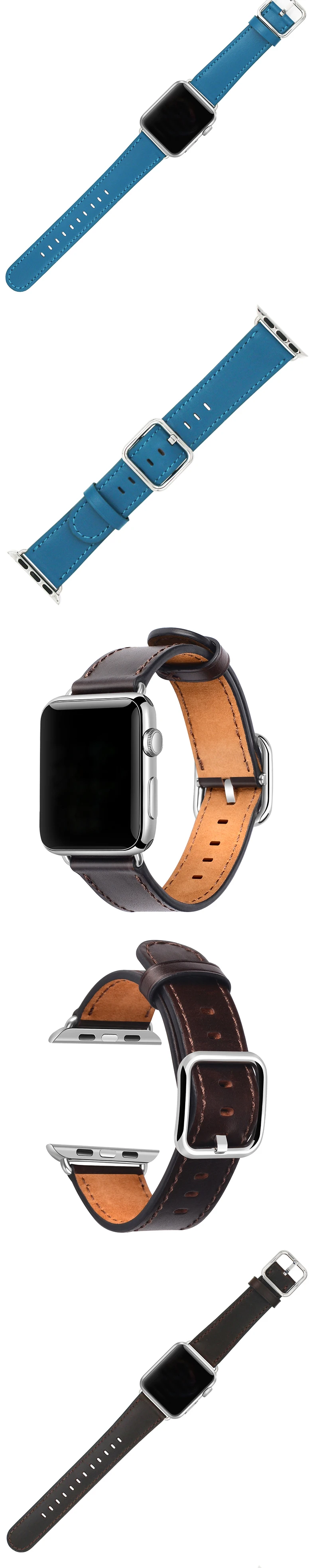 Ремешок для Apple Watch, модный кожаный ремешок с пряжкой, 44 мм, 42 мм, 40 мм, 38 мм, подходит для Apple Watch 4, 3, 2, 1, сменный ремешок для часов