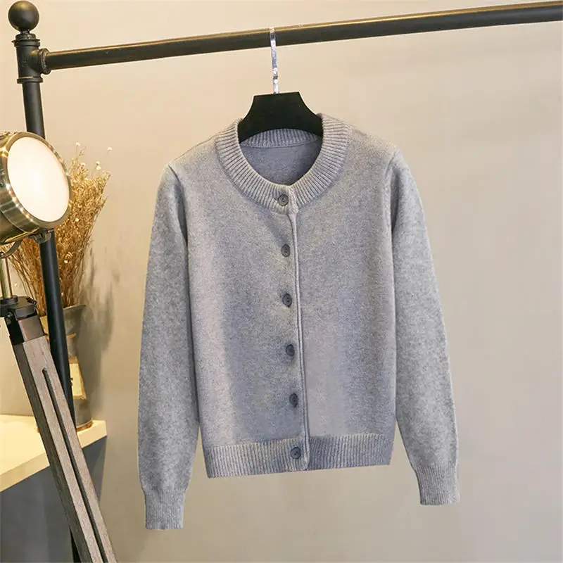 Вязаный свитер кардиган женский Осень Зима Плюс Размер толстый теплый кардиган, вязаный свитер Женский Повседневный Однотонный свитер женский Q1902 - Цвет: Grey Sweater