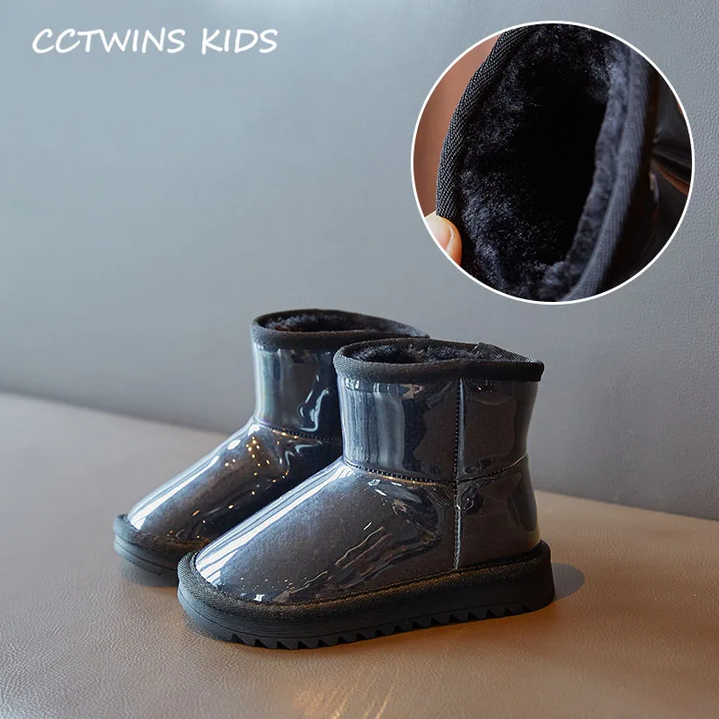 Черный CCTWINS/детская обувь; коллекция года; зимние брендовые ботинки для малышей; Модные ботильоны для маленьких девочек; детская черная теплая обувь для мальчиков; SNB109 - Цвет: Черный