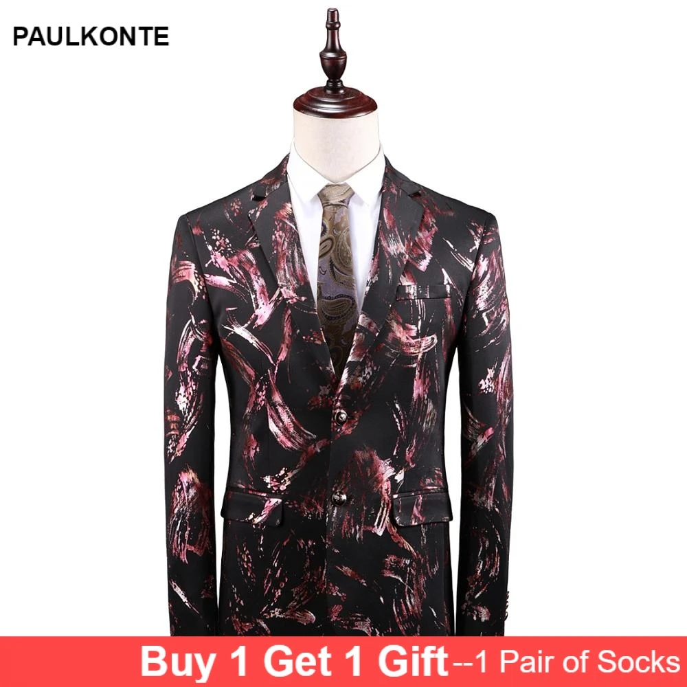 

2019 New Men'S Printed Slim Suit Jacket High Quality Fashion Trend Personality Luxury Wild Gentleman Blazer