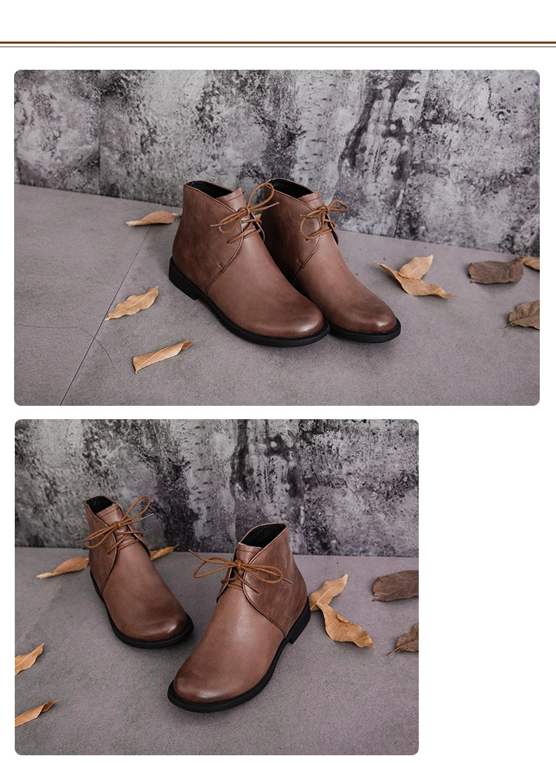 Female Genuine Cow Leather Woman Lace-up Ankle Black Boots Coffee Rubber Low Heels Height Zipper Riding Normal Size 35-40