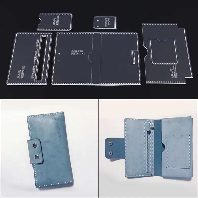 

1Set DIY Acrylic Template New Fashion Long Wallet Mobile Phone clutch Leather Craft Pattern DIY Stencil Sewing Pattern 9.7*17cm