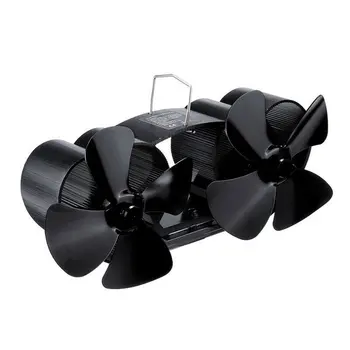 

302 4-Blade Heat Powered Wood Stove Fan double-head fireplace thermal power blower energy Saving More Efficiency