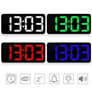

Ultra-thin Digital Alarm Clock LED Mirror Clock Multifunction Snooze Display Time Night LCD Light Table Desktop