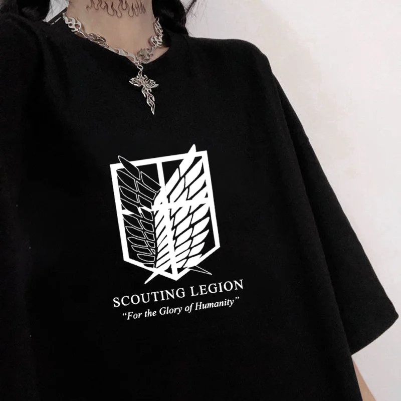 Модная футболка с японским аниме Attack Titan женская летняя забавным мультяшным