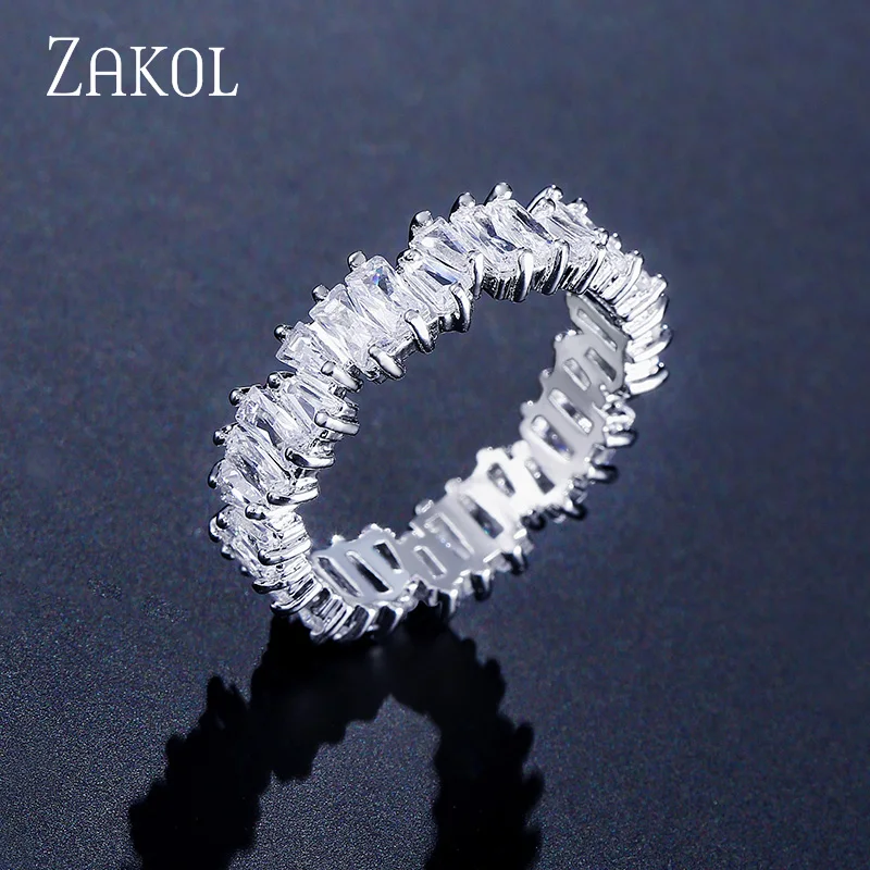 ZAKOL Mode Luxus Multicolor Charme AAA Baguette Zirkonia Hochzeit Ringe für Frauen T Form Stein Partei Schmuck FSRP252|Verlobungsringe| - AliExpress