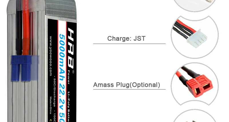 HRB 6S 22.2V Lipo Battery, AKKU Charged Rechargeable Powerful Li-Polymer Accessories Discharge Rate