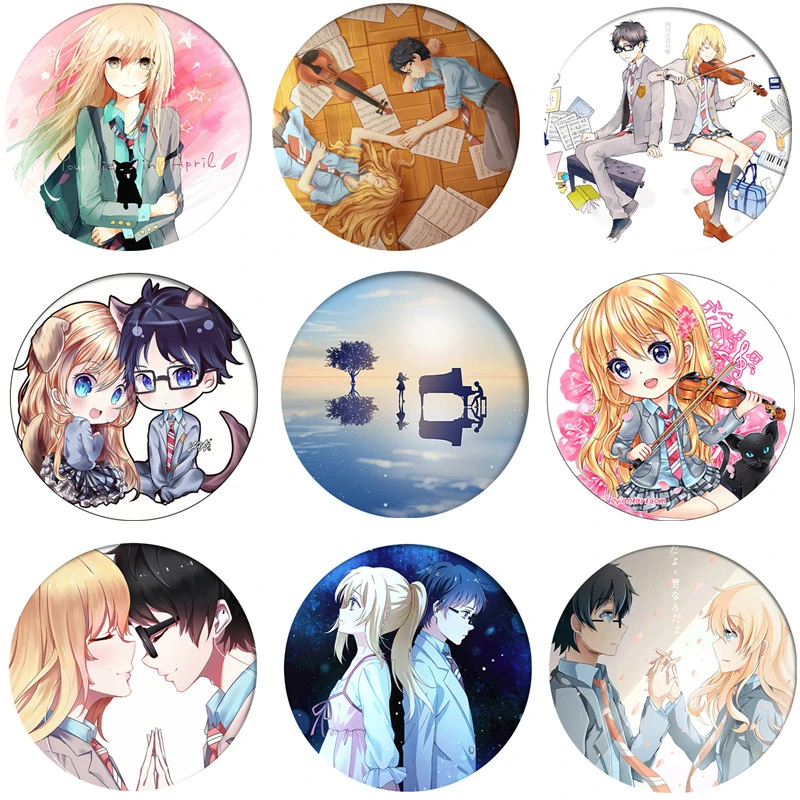 Your Lie in April Cosplay Badge Kaori Miyazono Kousei Arima Brooch Pin Anime Accessories For Clothes Backpack Decoration gift plus size halloween costumes