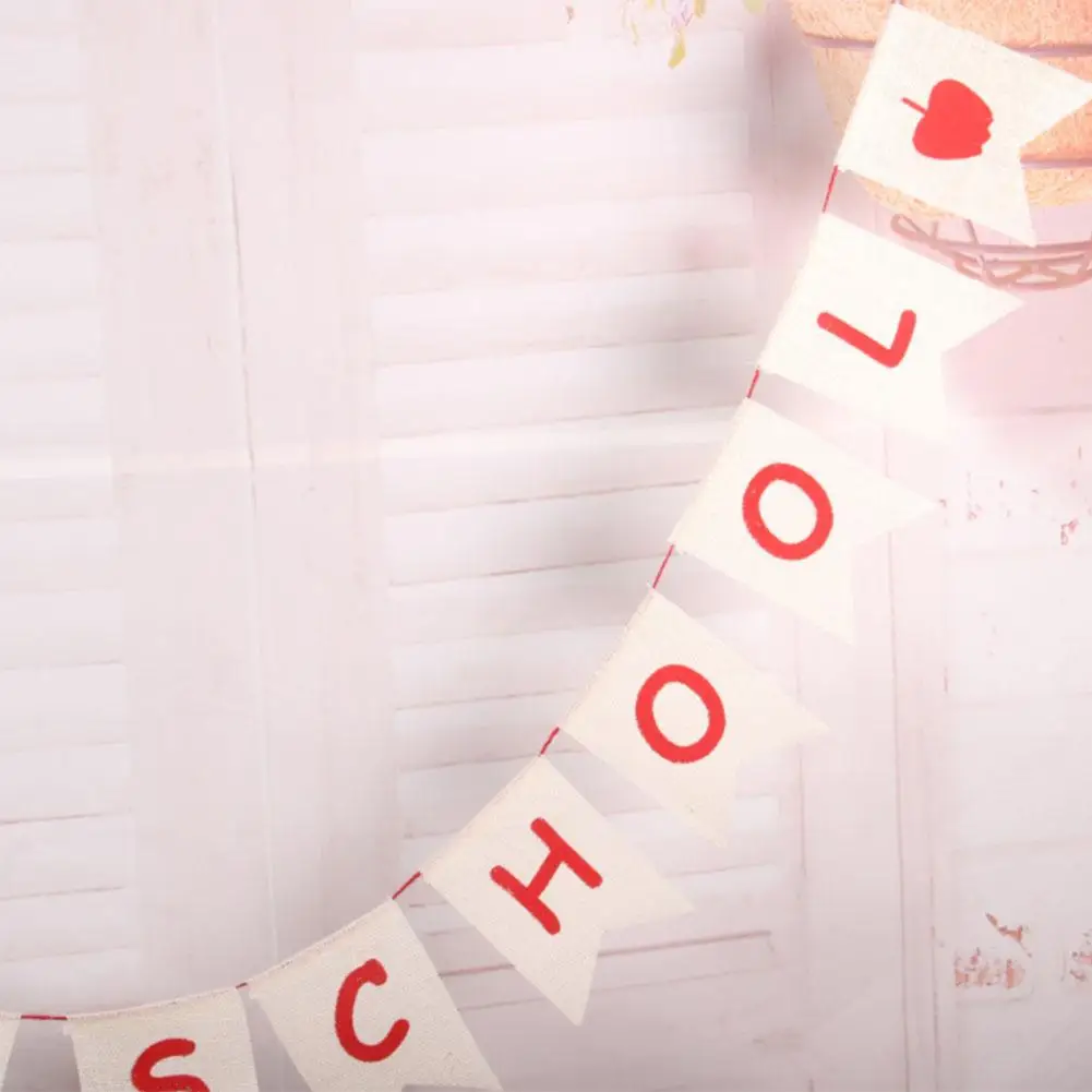 Banner Back To School Season Banner Burlap School Party Banners Linen Swallowtail Flag Bunting Garland Flags Accessories Tools