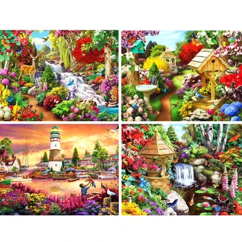

5D DIY Diamond Painting scenery Garden Cross Stitch Mosaic Diamond Embroidery Scenery house Art Home Decoration Holiday gift