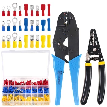 

Insulated Wire Terminals Crimping Tool Set Connectors Ratcheting Crimper with 419Pcs Ring Crimp Terminal Connector