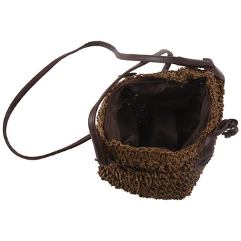 

Fabric bags Shoulder Straw Summer of Women Fabric Crossbody Bags Canvas Jute Beach Travel Bag Brown