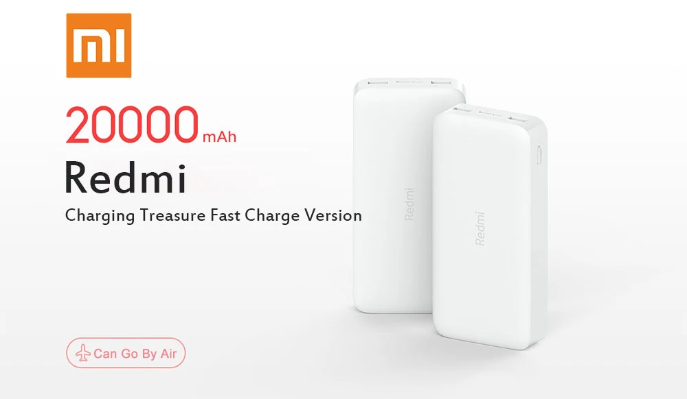 Xiaomi Redmi внешний аккумулятор 20000 мАч 18 Вт Быстрая зарядка 5,1 В а Быстрая зарядка портативный 2 USB внешний аккумулятор для смартфона