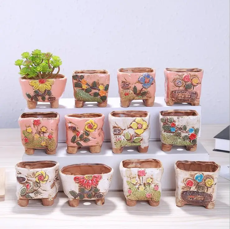 

Horticulture Korean Fleshy Mini Cute Flower Pot Color Hand-painted Flesh Pot