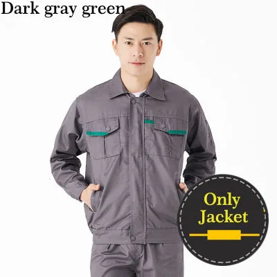 dark gray green Мужская Рабочая куртка унисекс рабочая одежда с длинными рукавами износостойкая Рабочая куртка для ремонта авто Заводская униформа - Цвет: dark gray green