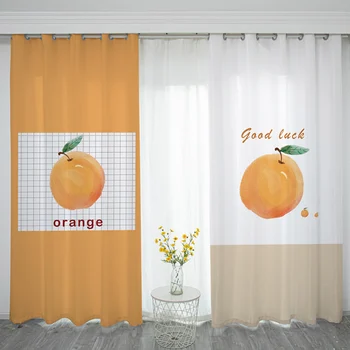 

Bedroom Window Curtain French Windows Cute Orange Cartoon Curtains For Living Room Cortina Blackout Home Decoration Ready Made