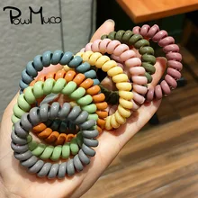  Powmuco 1 PCS Diameter 5.5 CM Solid Color Plastic Telephone Line Elastic Hairbands Matte Girls Hair Rope Fashion DIY Headwear 