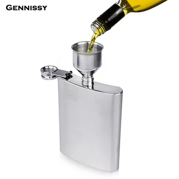 

GENNISSY 1PC 1OZ Big Size Hip Flask Funnel Wine Stainless Steel Pouring Decanting Funnels With Filter Strainer for Whiskey