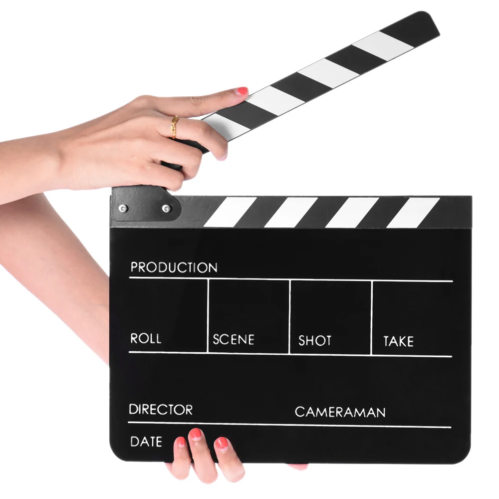 Andoer camera accessories Acrylic Clapboard Clap-stick Clapper Board Slate for Film Movie Cut Action Scene