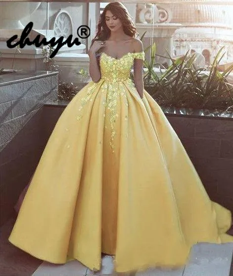 light yellow off the shoulder dress