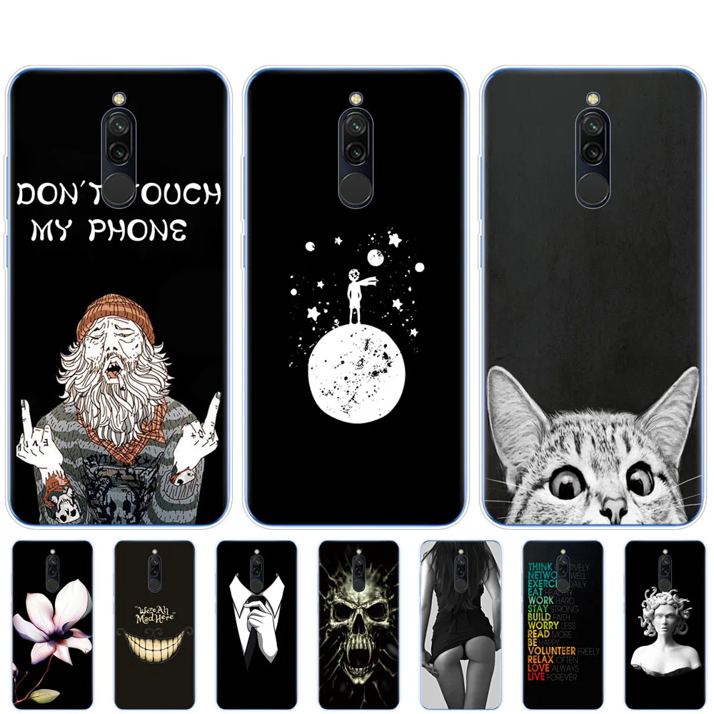 

case for xiaomi redmi 8 case cover full protection soft tpu silicone coque on for redmi 8 bumper hongmi 8 phone shell black cute