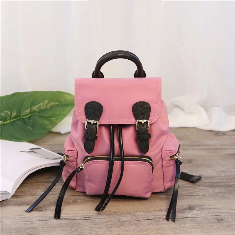Fashiom Women Backpack Brand Designer Nylon Backpack England Style School Travel Bags Backpack - Цвет: Pink