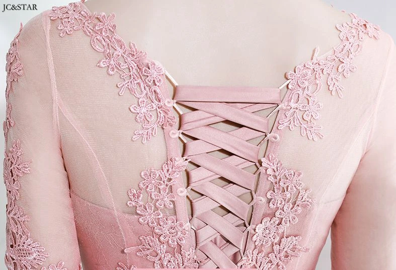 Abito damigella rosa Черпак шеи Кружева богемное розовое свадебное платье для гостей длинное vestidos de dama de honor para boda