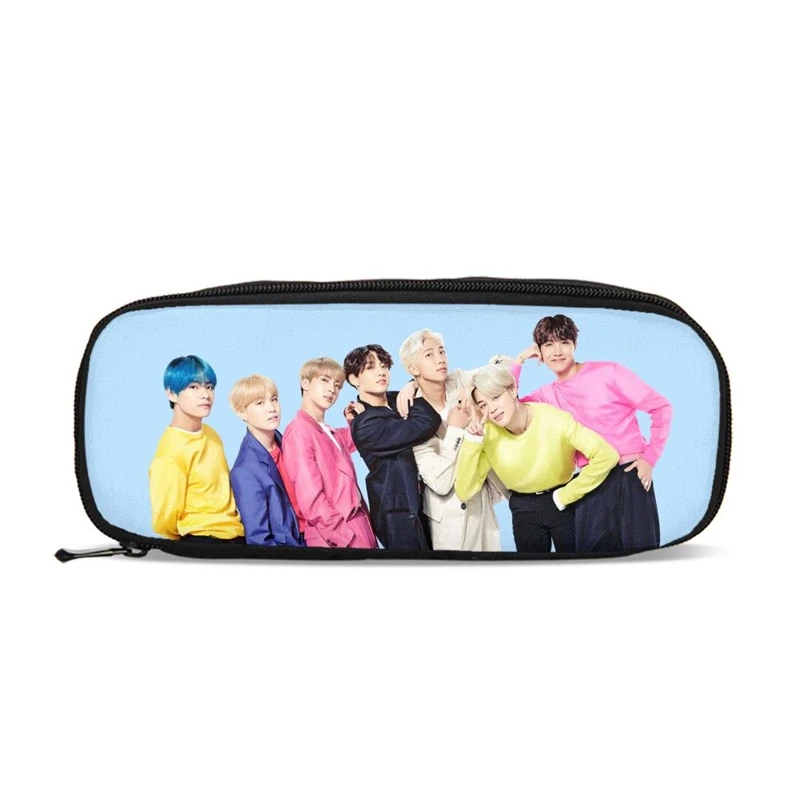 Детские кошельки Kpop Jungkook СУГА в Цзиминь Карандаш сумка Для женщин Для мужчин канцтоваров Хранение Кошелек для мальчиков Карандаш Чехол школьные подарок питания - Цвет: Небесно-голубой