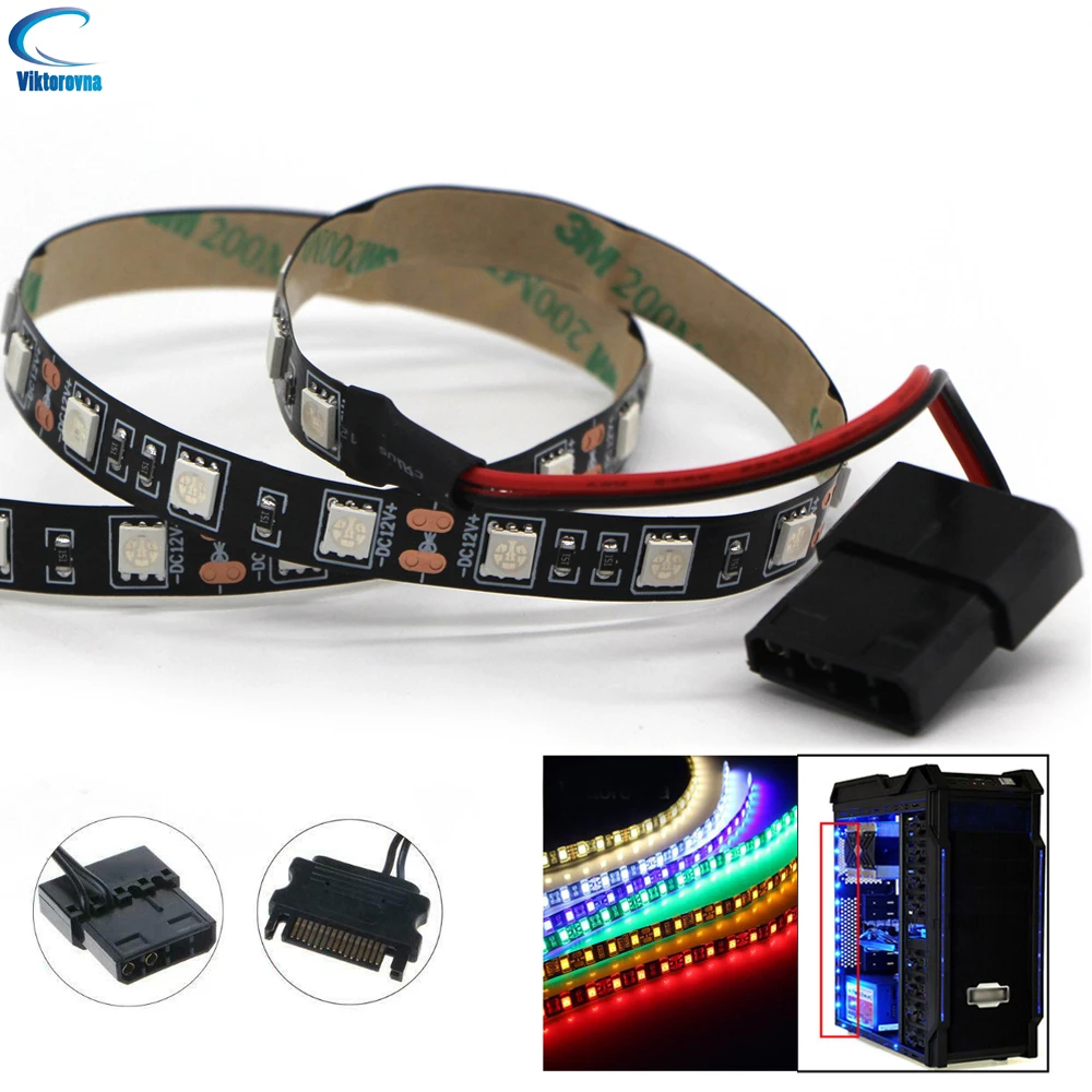 Tira de luces LED de 12V para carcasa de ordenador, de fondo, conector Molex 5050, Panel de luz LED, cabezal de jugador, Color Rojo|Tiras LED| - AliExpress