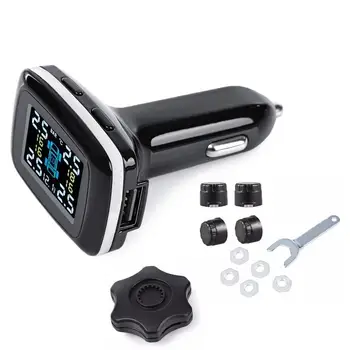 

Smart Car TPMS Tire Pressure Monitoring System Cigarette Lighter Digital LCD Display Auto Security Alarm Systems Tyre Pressure