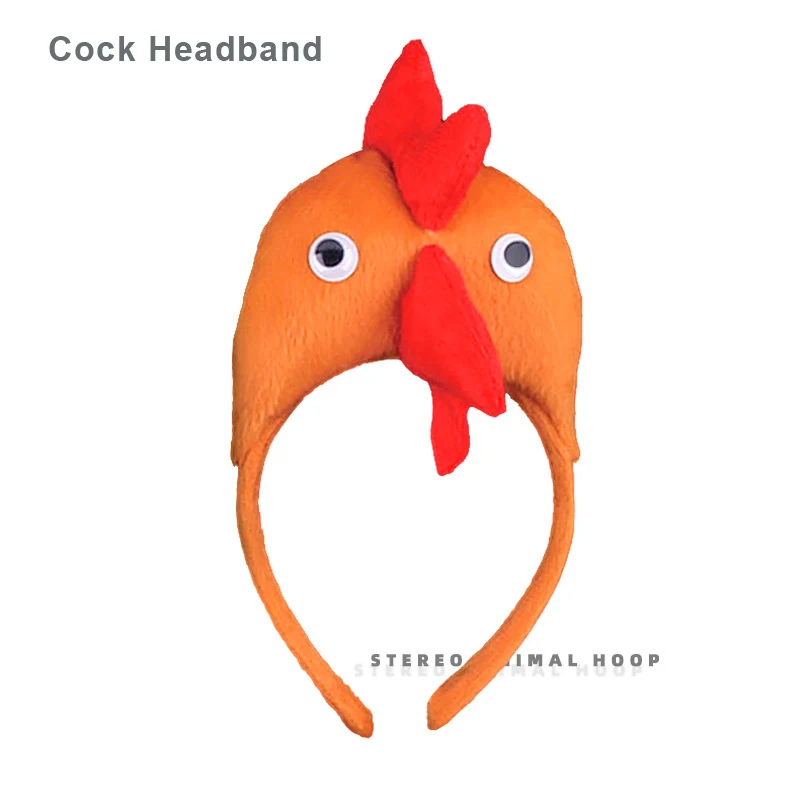 Cock Headband Комплект из 1 предмета; взрослые повязка на голову в виде животного милый плюшевый рюкзак с принтом «обезьяна», лисы, тигра, повязка на голову, Косплэй Головные уборы вечерние подарок на Хеллоуин и Рождество - Цвет: Cock Headband