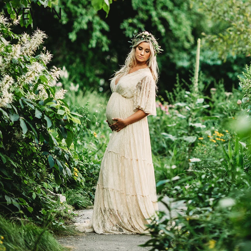 ALTERYEWEN-Robe en dentelle de style bohème, robe à demi-manches