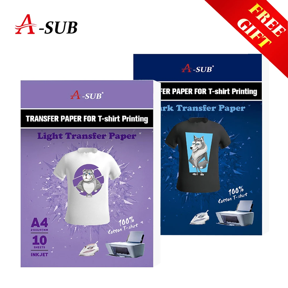 Papel de transferencia de inyección de tinta A4, papel fotográfico de transferencia de camisetas para ropa de color oscuro o claro, 10 hojas/paquete, envío gratis