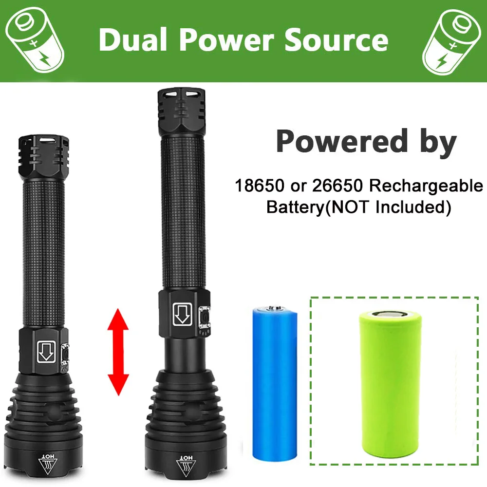 US $12.14 EZK20 Dropshipping XHP90 LED Flashlight Zoom USB Rechargeable Power Display Powerful Torch 18650 26650 Handheld Light