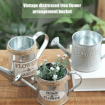 

Iron Flower Pot Balcony Flower Holder Vintage Style Metal Garden Plant Planter Decor Pot for Home Decoration DTT88