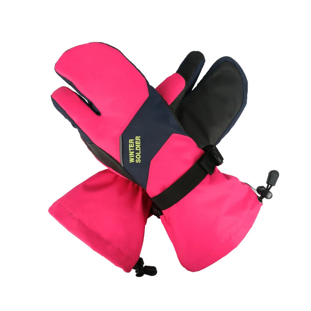 Мужские лыжные перчатки, флисовые перчатки для сноуборда, снегохода, езды на мотоцикле, зимние перчатки, ветрозащитные, водонепроницаемые, унисекс, зимние перчатки - Цвет: rose red