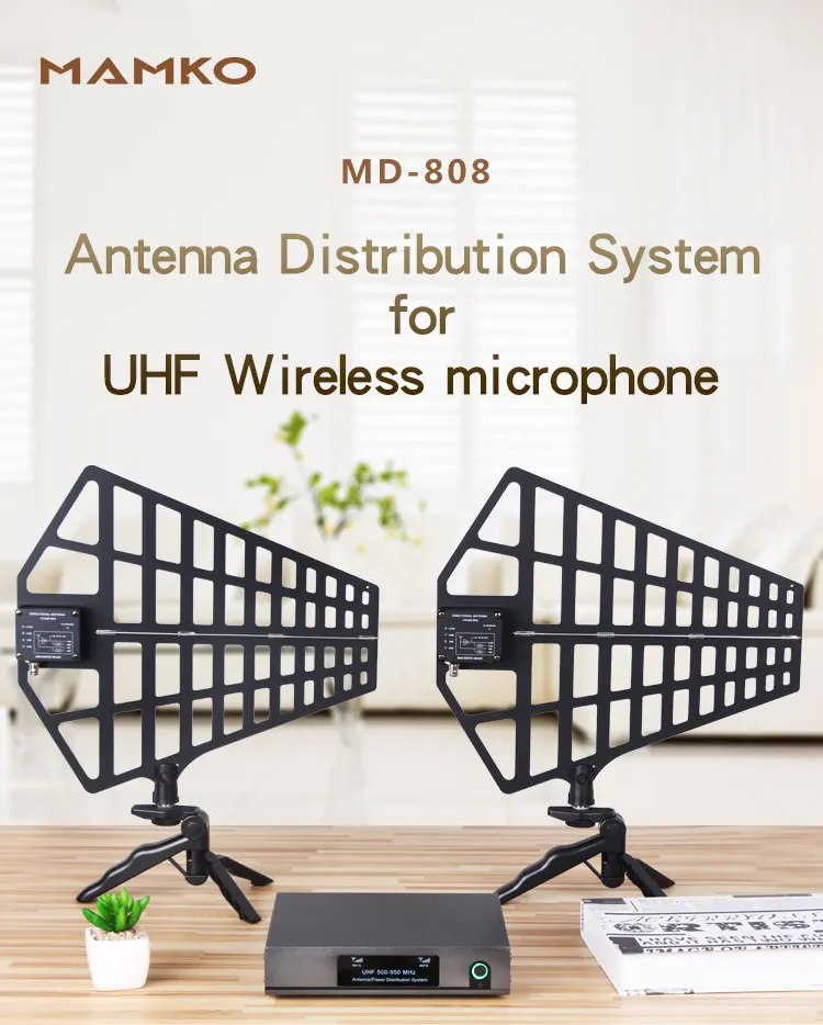 MAMKO 8 каналов усилитель Сигнала Антенна распределительная системная антенна усилитель для UHF беспроводной микрофон MD-808