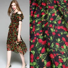 Полуметр весна лето дизайн высокое качество розовый цвет шифоновая с цветочным принтом ткань для платок Женская одежда T850