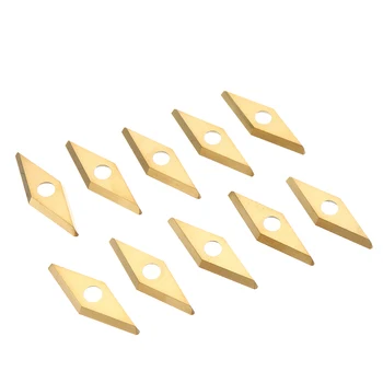 

10PCS 35° Chamfer Wood Carbide Inserts Titanium Plating Replacement for Wood Turning Tool Woodworking CNC Blade Lathe Tool