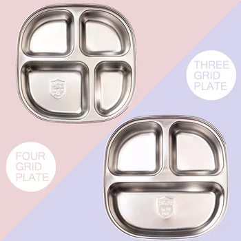

Durable Stainless Steel Trays Divided Dinner Plate Lunch Container Food Tray For School Canteen 3/4 Breakfast Tray Sturdy