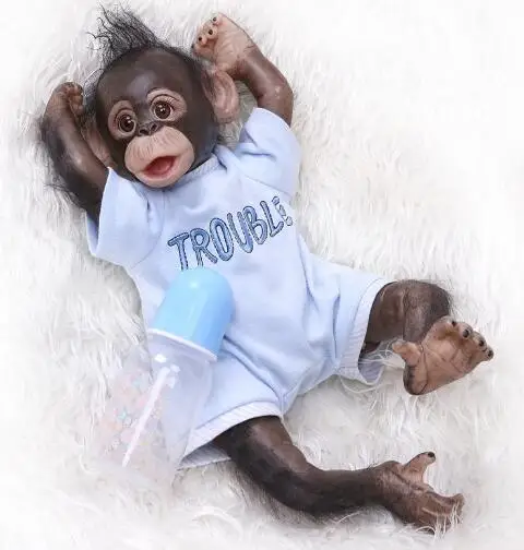 Реалистичная силиконовая обезьянка reborn baby doll 40 см Косплей обезьяны куклы для детей подарок bebe bonecas Macaco - Цвет: Синий