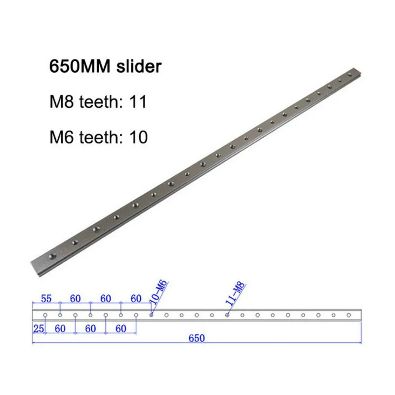 650mm slider Алюминий M6/M8 т трек слот слайдер раздвижной бар т слот гайка для 30/45 типа Т-образной дорожки Джиги винт слот крепеж деревообрабатывающий инструмент - Цвет: 650mm slider
