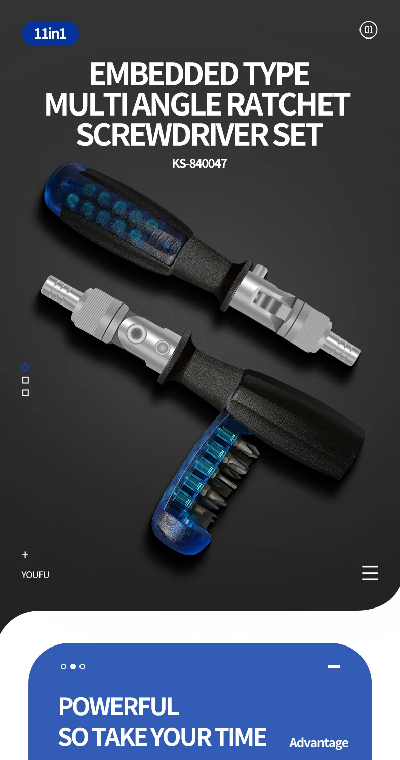 Mehr winkel verstellbarer Ratschen schrauben dreher s2 Material wasserdichter und rostfreier Kompakt schrauben dreher 10-teiliger Bits-Schrauben drehers atz – Detail 1