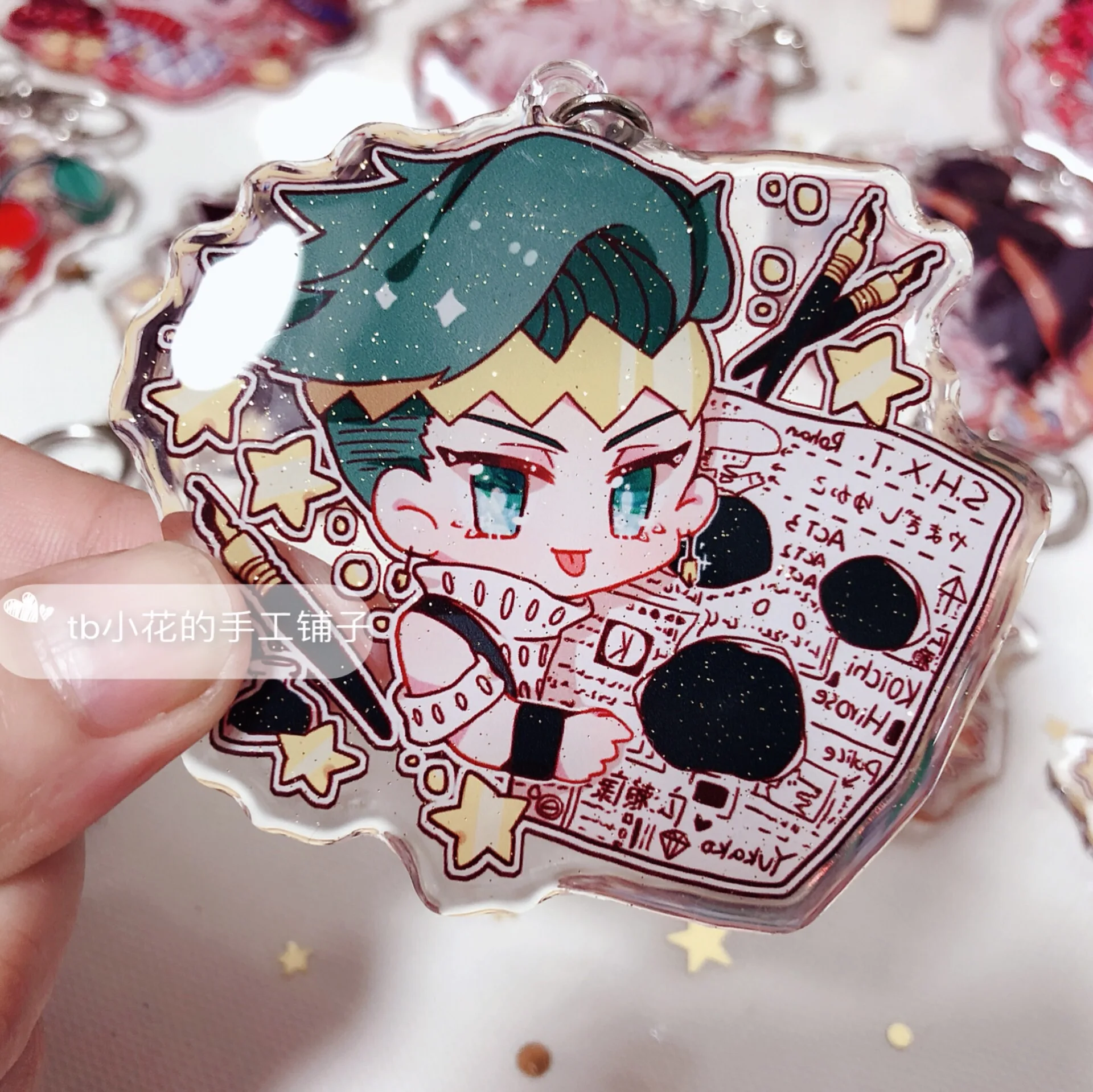 06 JOJO невероятное приключение Золотой ветер Bucciarati Kujo JotaroHigashikata Josuke фигурка Косплей акриловый брелок Подвеска для ключей - Цвет: 06