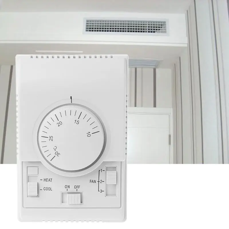 Переменный ток 220 В комнатный механический термостат переключатель управления Кондиционер Вентилятор катушка контроль температуры Лер